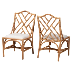 bali & pari Cedric Natural Rattan 2-Piece Dining Chair Set with Cushioned Seat